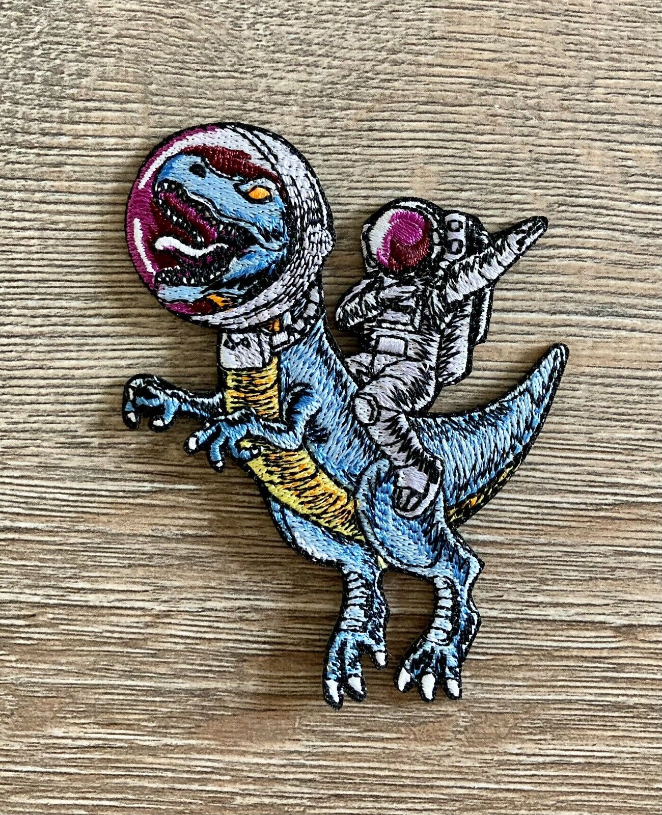 Dinosaurier PATCH Aufnäher Bügelbild T-Rex Weltraum Astronaut Space Alien