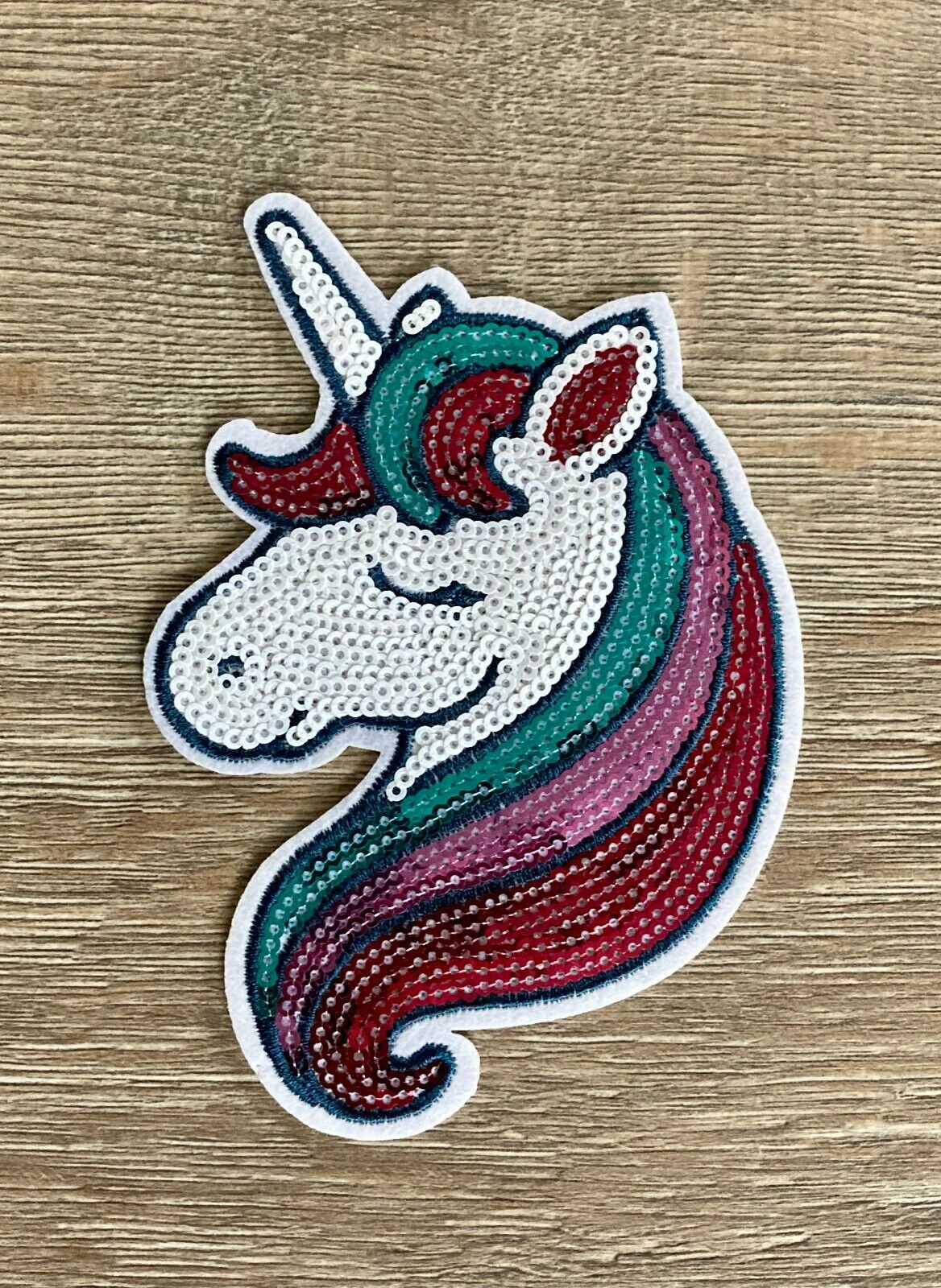 Einhorn Patch Aufnäher Bügelbild Fabeltier Glitzer Pailletten Unicorn