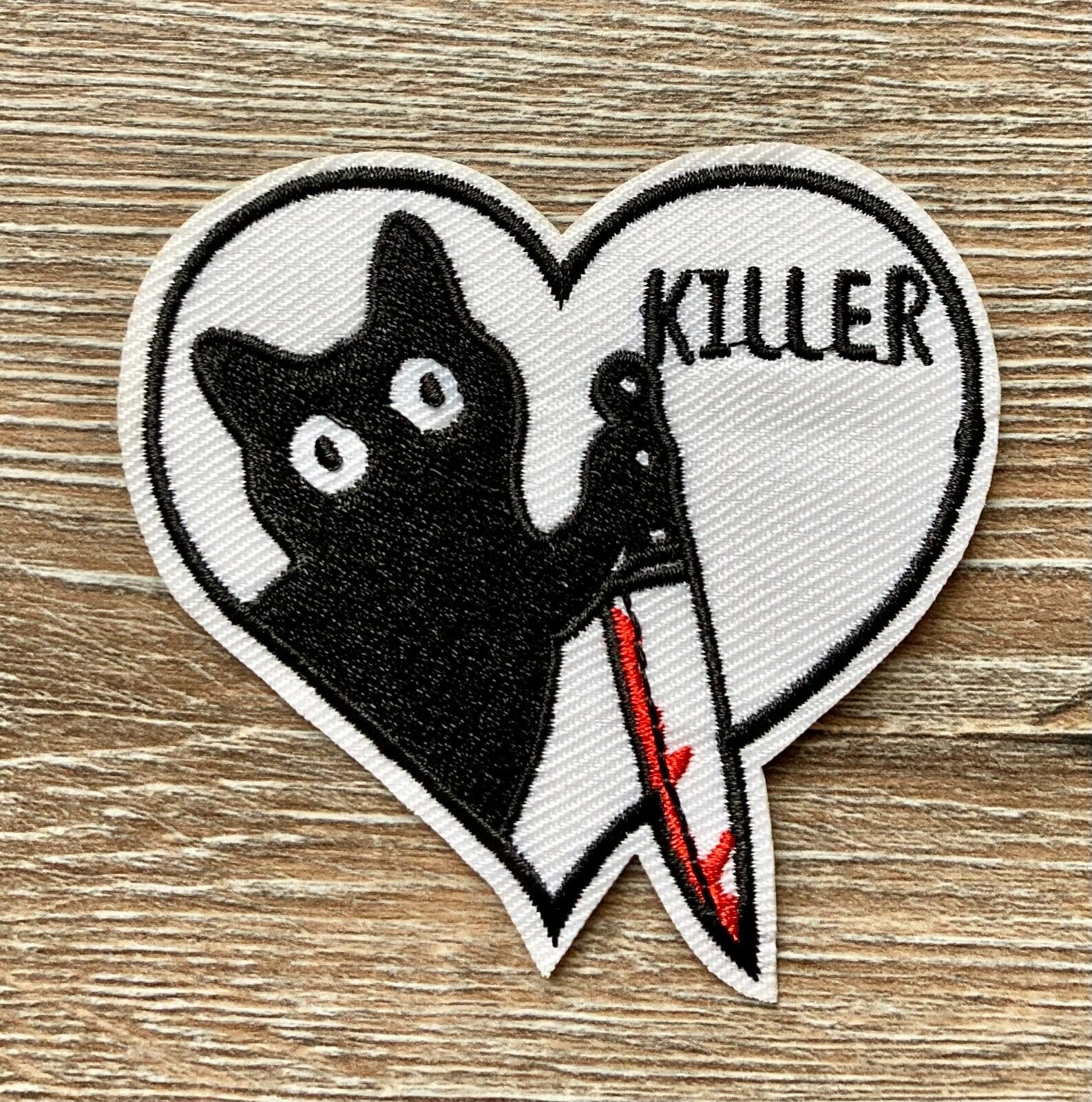 Katze Aufnäher Bügelbild Applikation Schwarze Muschi Cat Killer