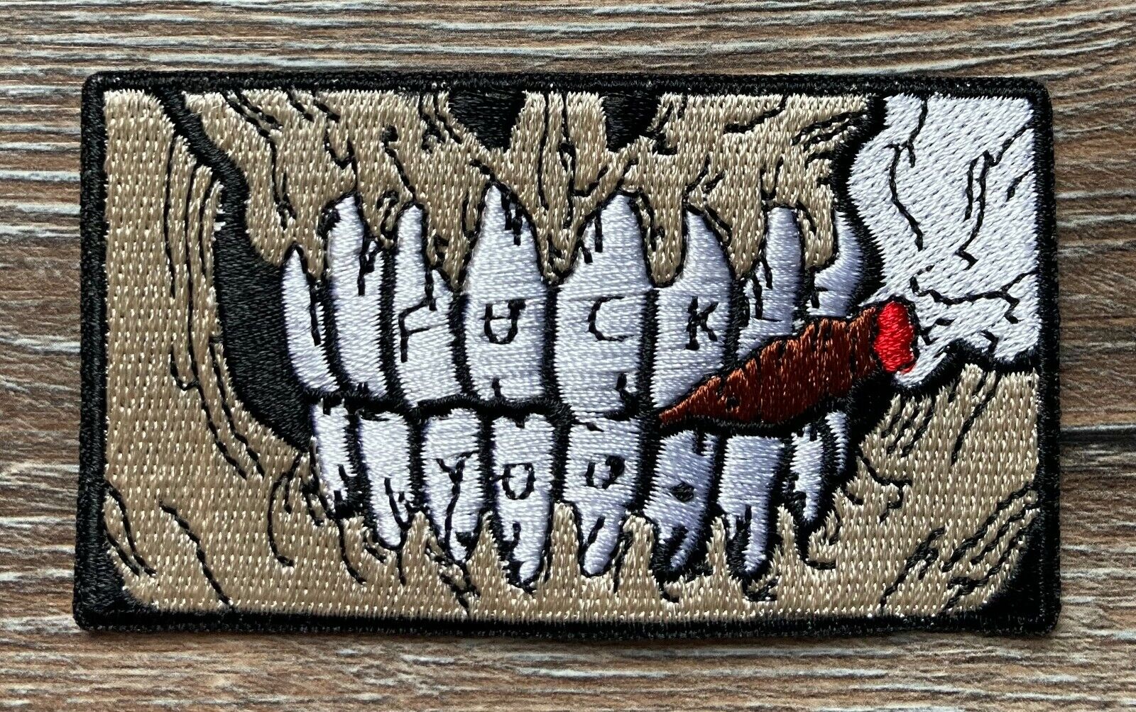 Fuck You Patch Aufnäher Bügelbild Zähne Zigarre Skull Schädel Bones