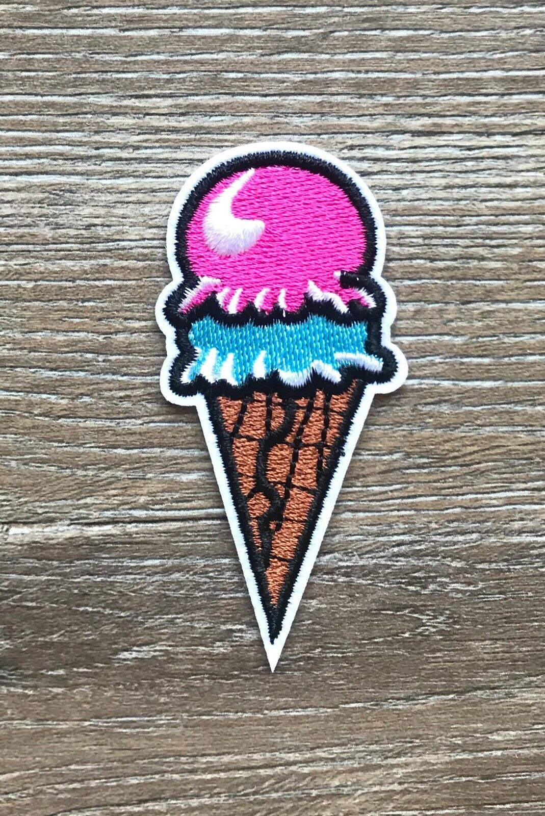 Eis Patch Aufnäher Bügelbild Süßigkeiten Leckerei Sommer Sonne Strand