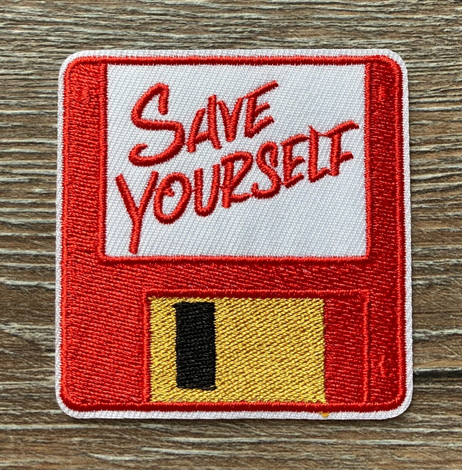 Save Yourself PATCH Aufnäher Bügelbild Diskette Oldschool 80s