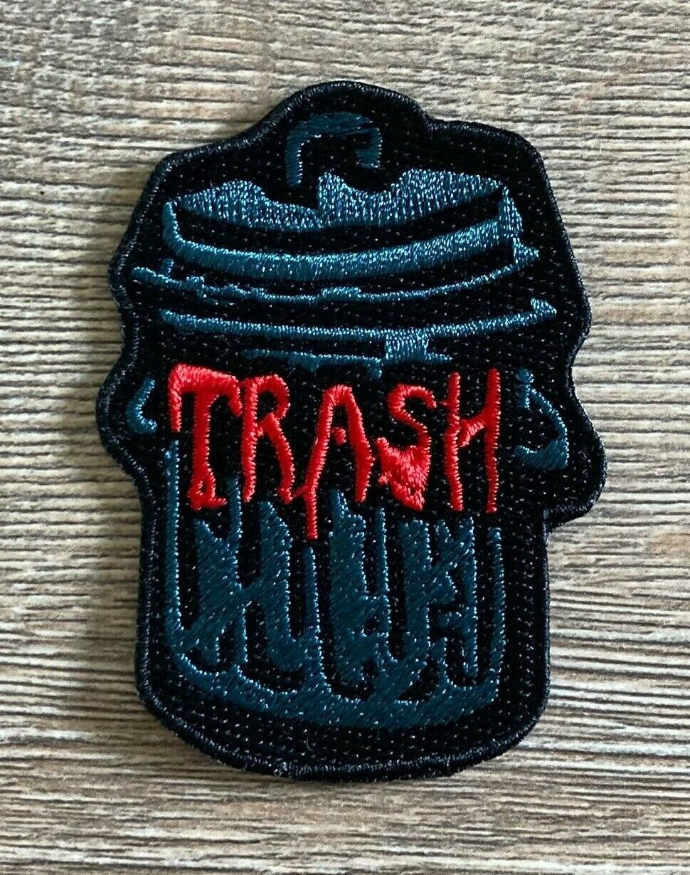 Trash Patch Aufnäher Bügelbild Müll Abfall Tonne