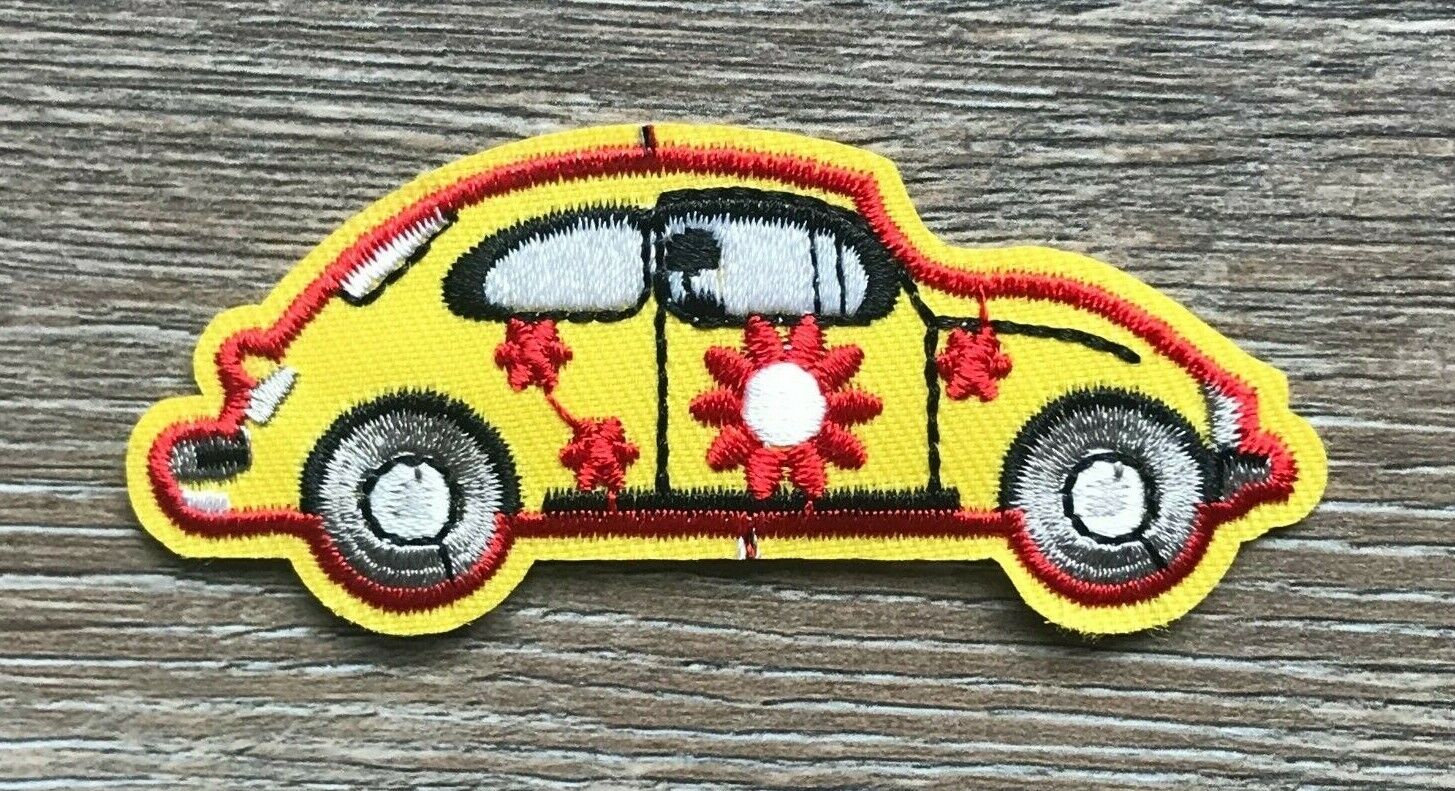 Flowerpower Käfer Patch Aufnäher Bügelbild VW Beatle Bug Oldtimer Peace
