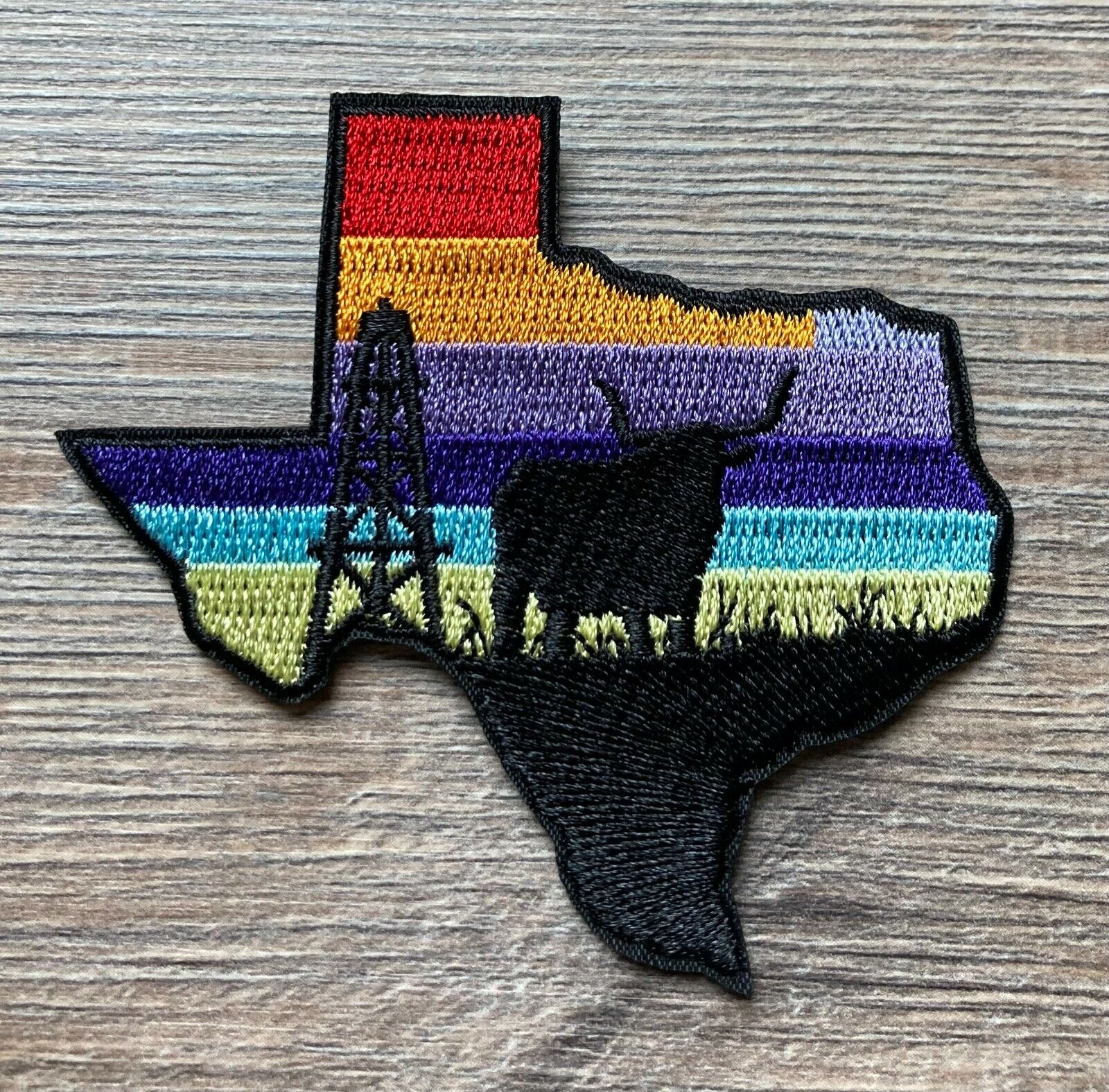 Texas Patch Aufnäher Bügelbild Stier Öl Staat USA